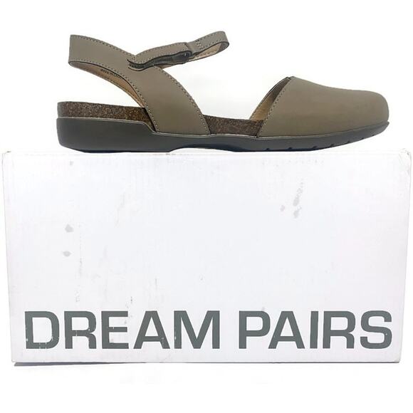 Dream Pairs Closed Toe Sandals Women's 8.5 Taupe Arch Support Comfort Cork NWT - Picture 4 of 12